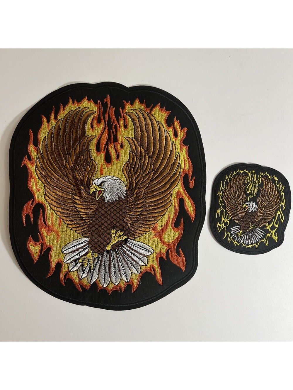 10 inch Fire Motorcycle Eagle Patches Jackets Iron on Harley Davidson